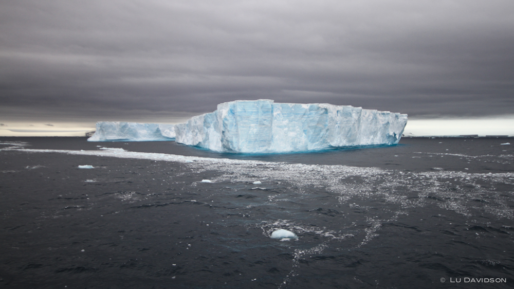 A large iceberg in the Antarctic ocean.